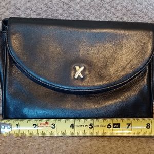 By Palsha Picasso Black Leather Women's Crossbody Handbag Clutch Tote Gold